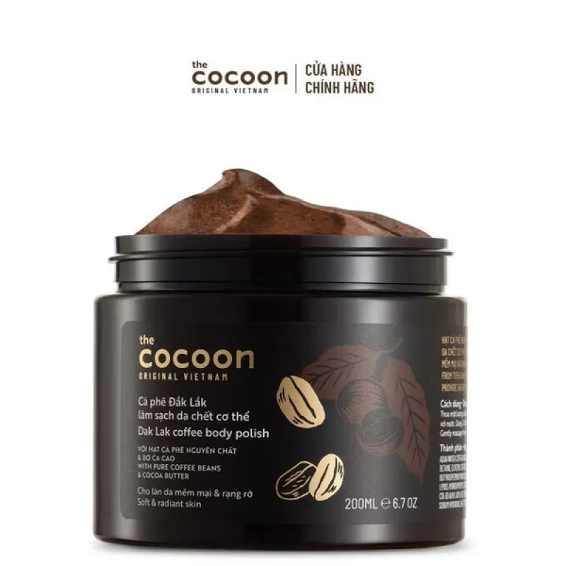 Tẩy Da Chết Body Làm Đều Màu Da Và Dưỡng Mịn Da Chiết Xuất Cà Phê Dak Lak The Cocoon Dak Lak Coffee Body Polish 200ml