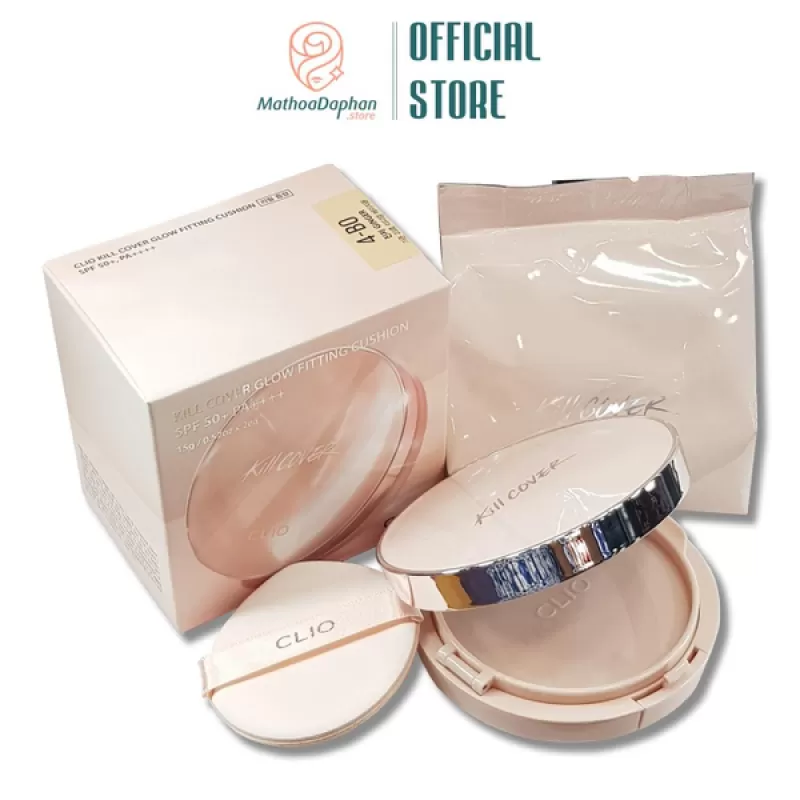 Phấn Nước Clio Kill Cover Glow Fitting Cushion Set (+Refill) SPF 50+ PA++++ #4- BO Ginger