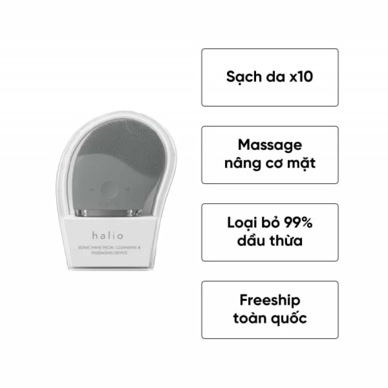 Máy rửa mặt Halio Facial Cleansing & Massaging Device - Grey Smoke