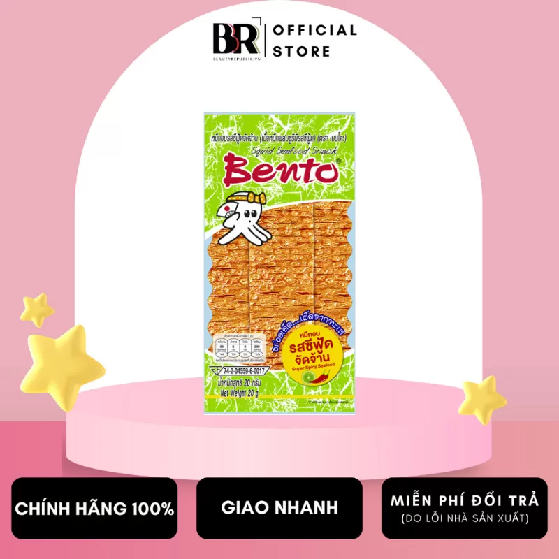 Snack Mực Tẩm Gia Vị Hải Sản Siêu Cay Bento (X.Lá) SKU: SNNPB006P004500632