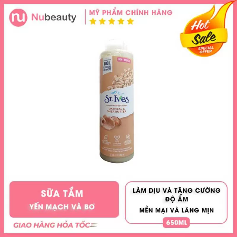 Sữa tắm ST. Ives yến mạch và bơ mẫu mới (650ml, 473ml)