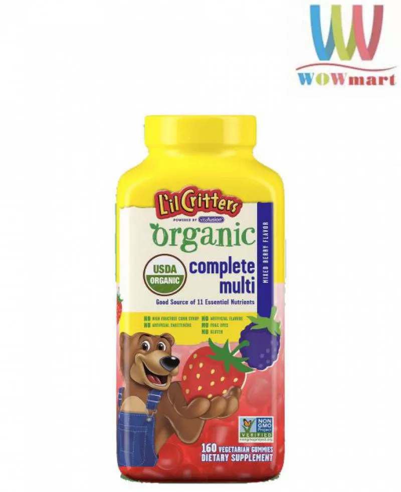 Kẹo gấu bổ sung đa vitamin cho trẻ L’il Critters USDA Organic Complete Multivitamin, 160 viên