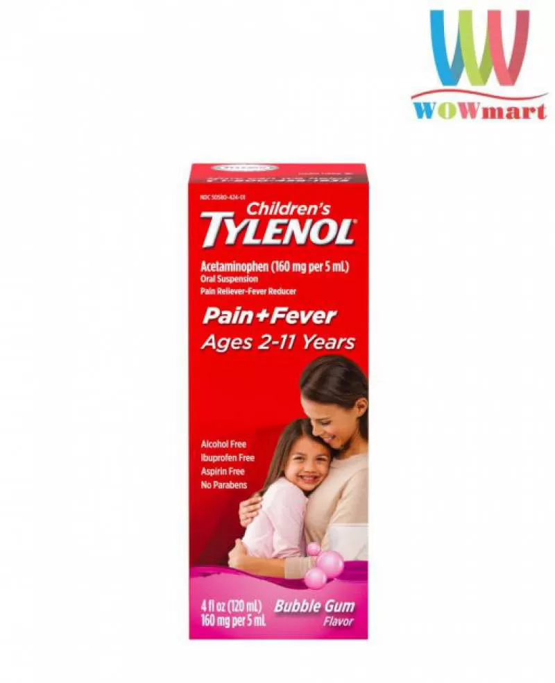 Siro Tylenol cho trẻ 2-11 tuổi Children’s Tylenol Pain Fever 120ml (Vị Bubble Gum)