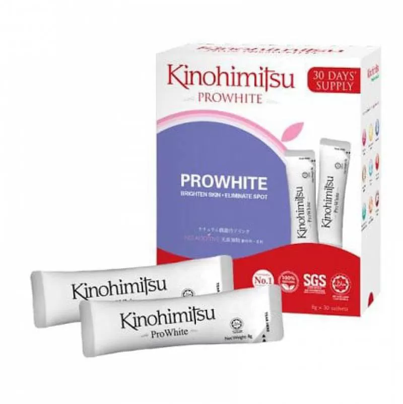 KINOHIMITSU Bột pha uống giúp sáng da, giảm lão hóa Kinohimitsu Prowhite Hộp 10 gói 8g