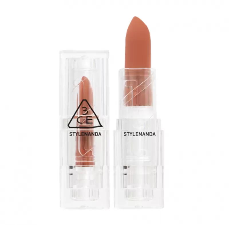Son Thỏi Lì 3CE Vỏ Trong Suốt Soft Matte Lipstick #Kind & Love Màu Be Đào