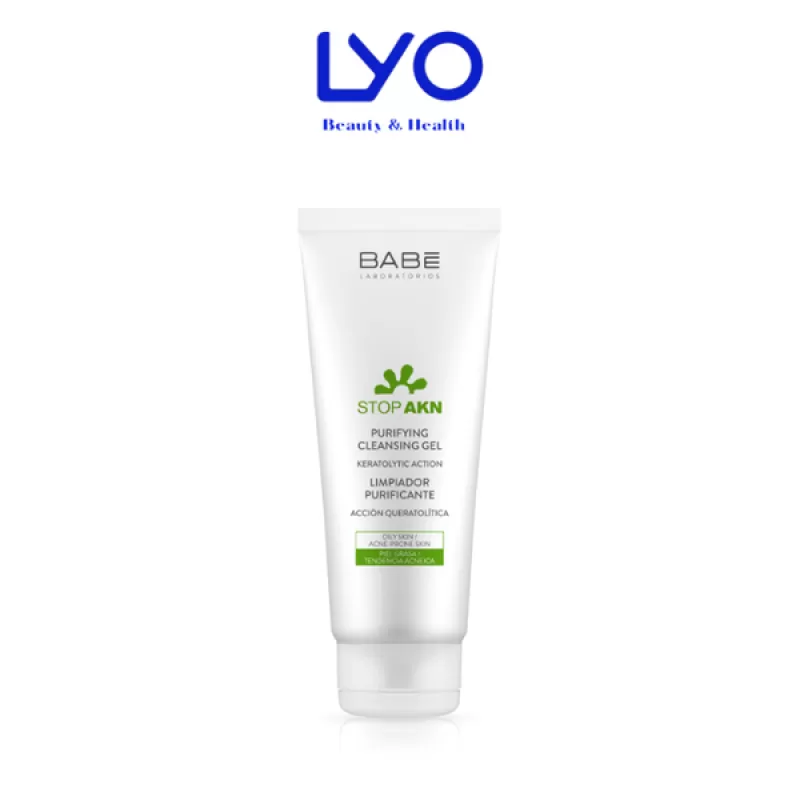 Sữa rửa mặt BABE Stop AKN Purifying Cleansing Gel cho da dầu mụn 200ML