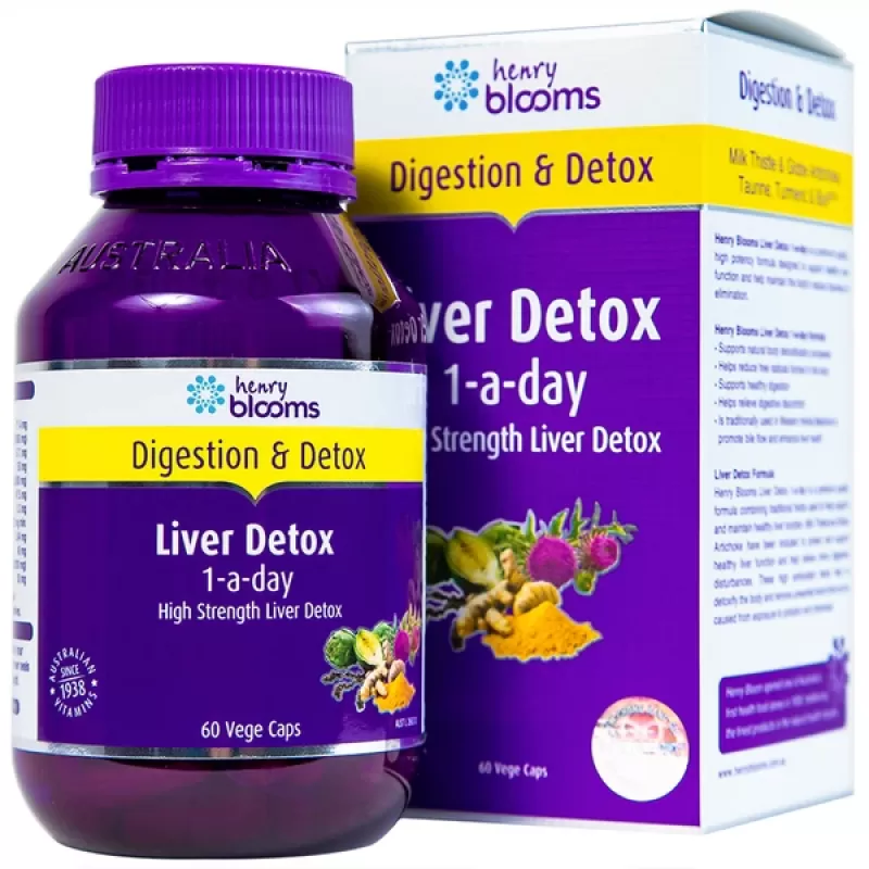 Viên uống Liver Detox 1-A-Day Henry Blooms hỗ trợ giải độc gan và thanh lọc cơ thể (60 viên)