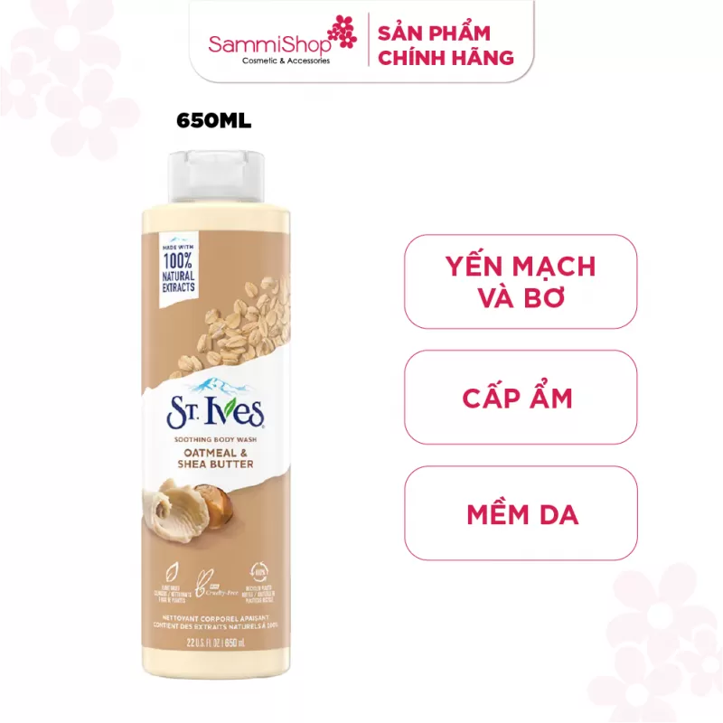 Sữa tắm ST.IVES OATMEAL & SHEA BUTTER yến mạch và bơ 650ml