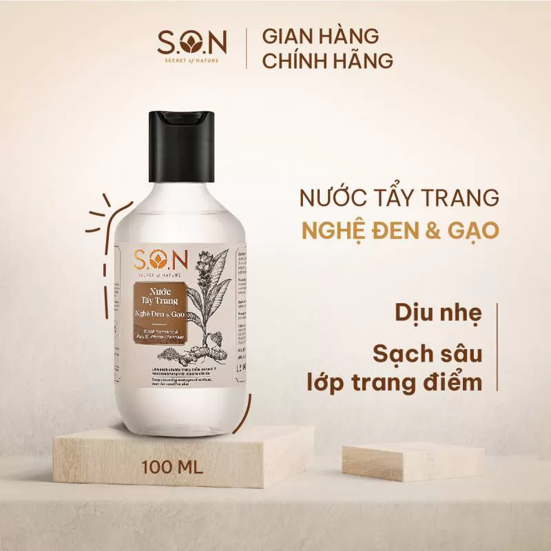 Nước tẩy trang nghệ đen & gạo S.O.N sạch sâu lớp trang điểm, dịu nhẹ 100ml