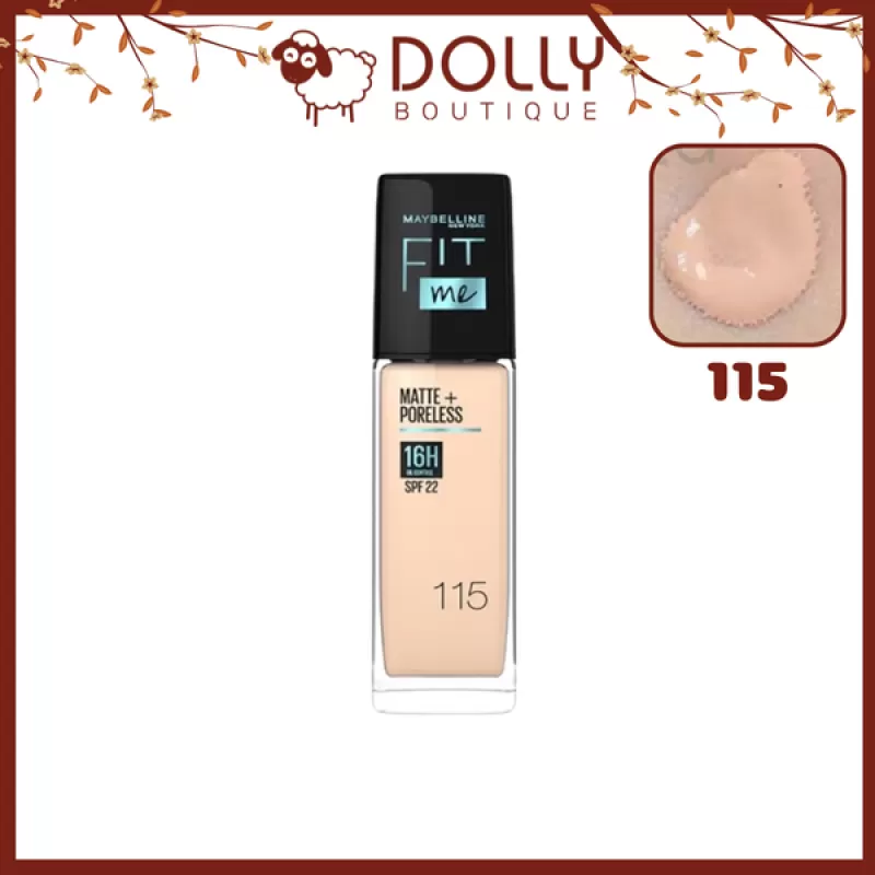 Kem Nền Mịn Nhẹ Kiềm Dầu, Chống Nắng Maybeline Fit Me Matte Poreless Foundation SPF 22 #115 Ivory (Tông Trắng Hồng) - 30ml