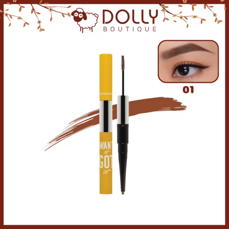 Chì Kẻ Mày 2 Đầu Lemonade Want It Got It Dual EyeBrow #01 Dark Brown (Nâu Đậm)