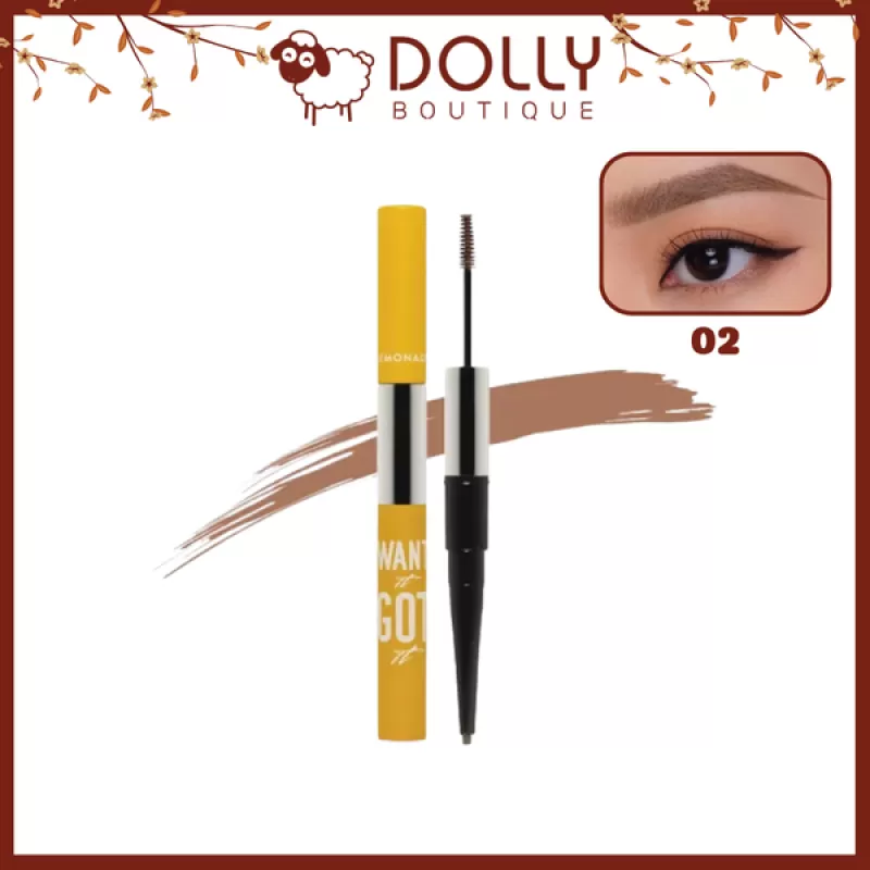 Chì Kẻ Mày 2 Đầu Lemonade Want It Got It Dual EyeBrow #02 Natural Brown (Nâu Sáng)