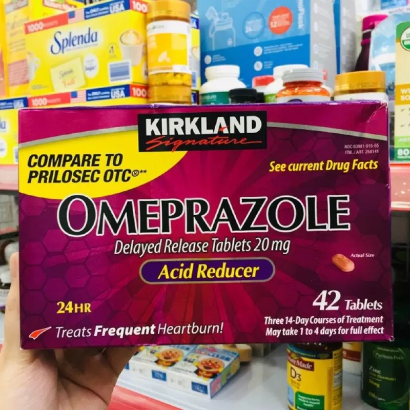 VIÊN UỐNG GIẢM AXIT DẠ DÀY, Ợ NÓNG OMEPRAZOLE 24HR KIRKLAND - 42 VIÊN