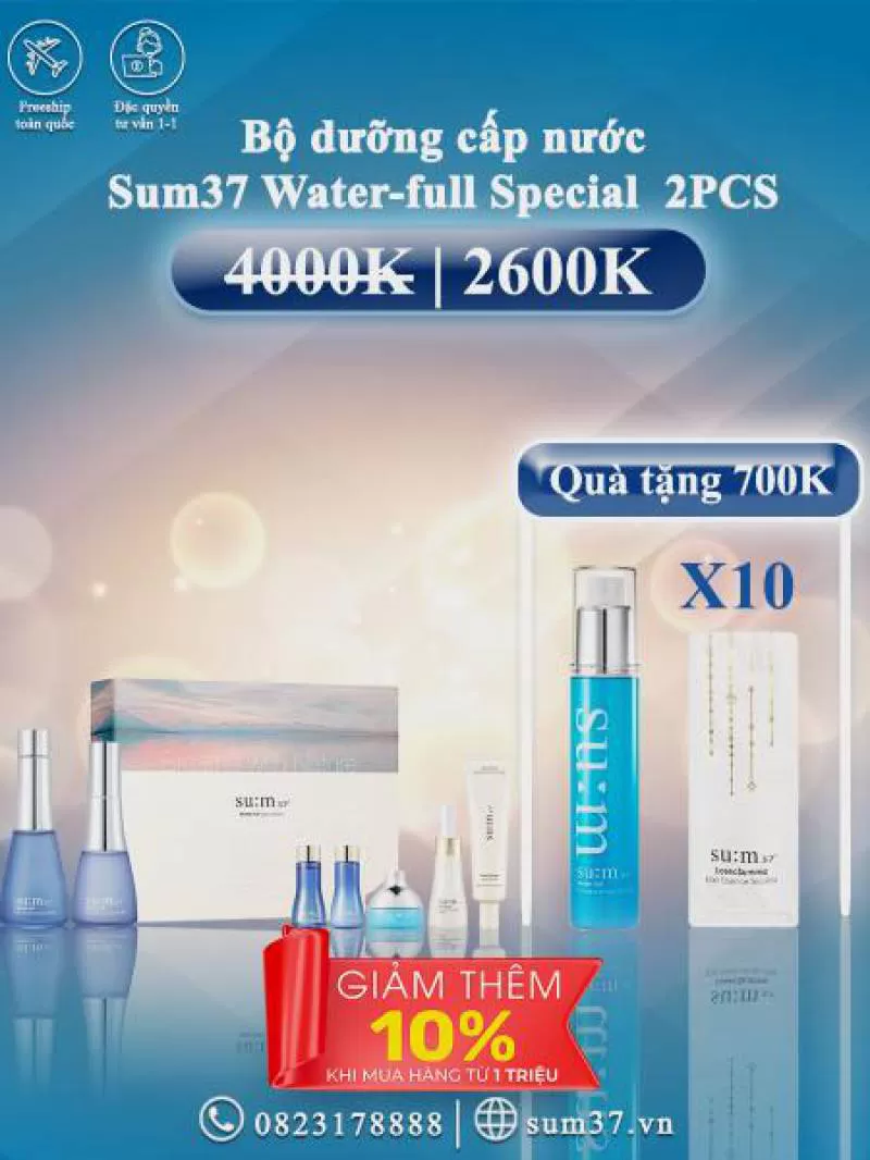 Bộ dưỡng da cấp nước Sum37 Water-full Special 2 PCS