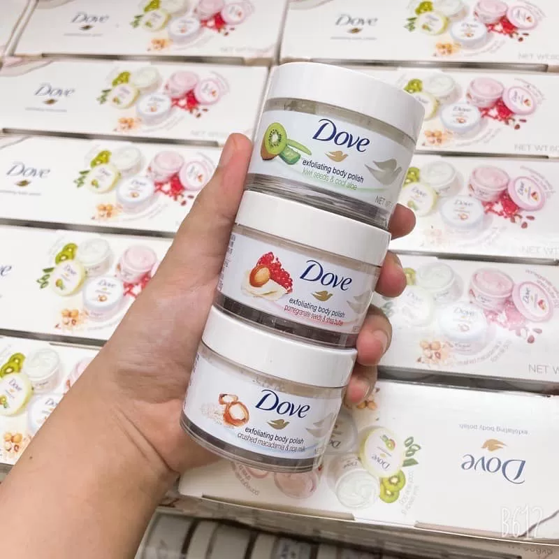 SET TẨY DA CHẾT BODY #DOVE 3 MÙI KIWI - LỰU - MACCA