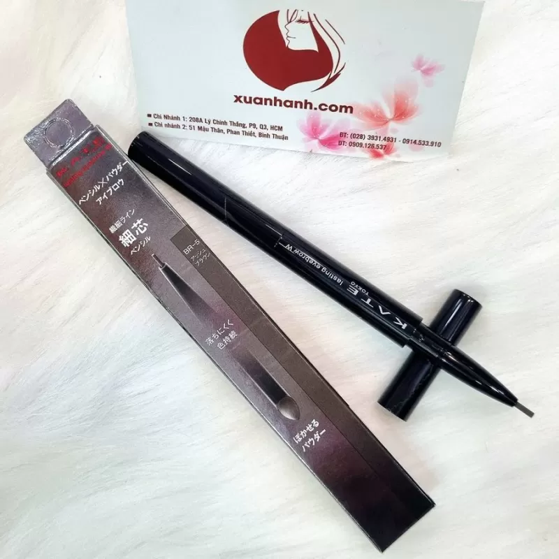 Chì kẻ mày Kanebo Kate Lasting Eyebrow W Slim- đầu tròn mảnh và đầu bột, #BR-5 nâu xám