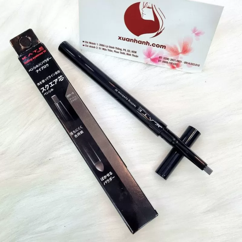 Chì kẻ mày Kanebo Kate Lasting Eyebrow W Square - đầu dẹp và đầu bột, #BR-5 nâu xám