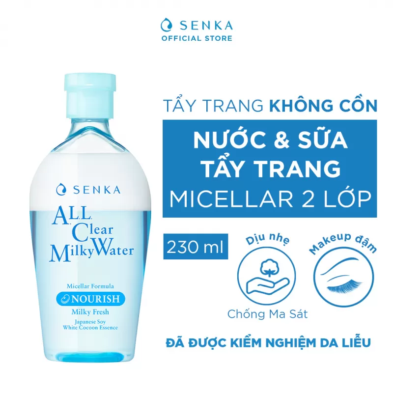 Nước Sữa Tẩy Trang Senka 2 Lớp Sạch Sâu & Dịu Mát All Clear Milky Water Nourish 230ml