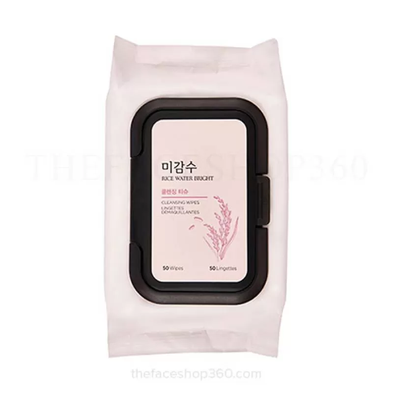 Khăn ướt tẩy trang chiết xuất Gạo Rice Water Bright Cleansing Facial Wipes (50 miếng)