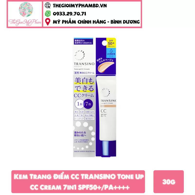 [KTD] Kem Trang Điểm Transino Tone Up CC Cream 7in1 SPF50+PA++++ 30g #Tone Beige