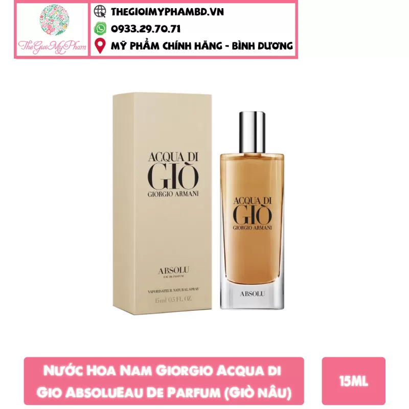 [KTD] Nước Hoa Nam Giorgio Armani Acqua di Gio Absolu Eau De Parfum 15ml (Giò nâu)