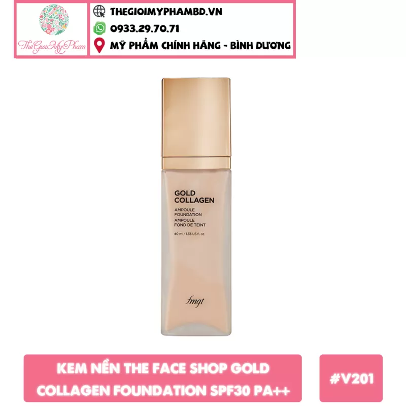 [Mẫu Mới] Kem Nền TheFaceShop Gold Collagen Ampoule Foundation SPF30 PA++ 40ml #V201 - Dành cho da sáng