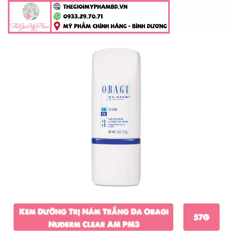 [KTD] Kem Dưỡng Trị Nám Trắng Da Obagi Nuderm Clear AM PM3 57g