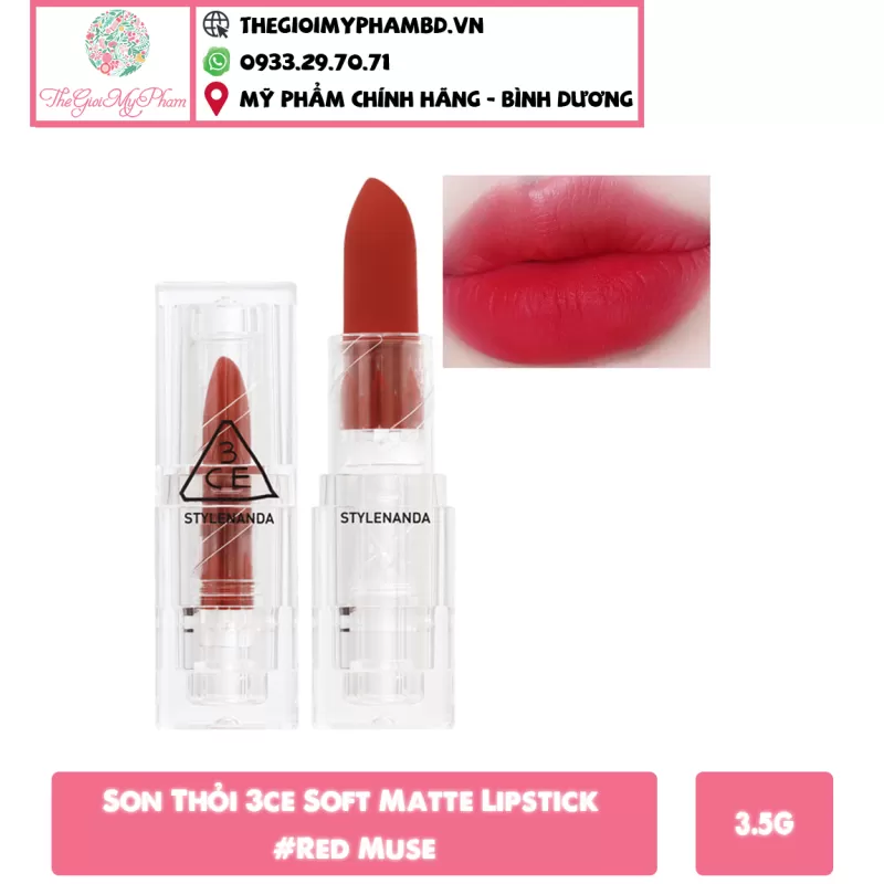 3CE - Soft Matte Lipstick #Red Muse