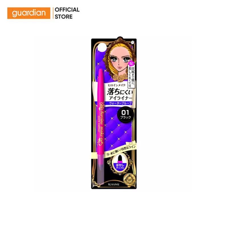 Bút Chì Sáp Kẻ Mí Mắt Lâu Trôi Kissme Heroine Make Quick Eyeliner #01 Black Màu Đen 0,1Gr