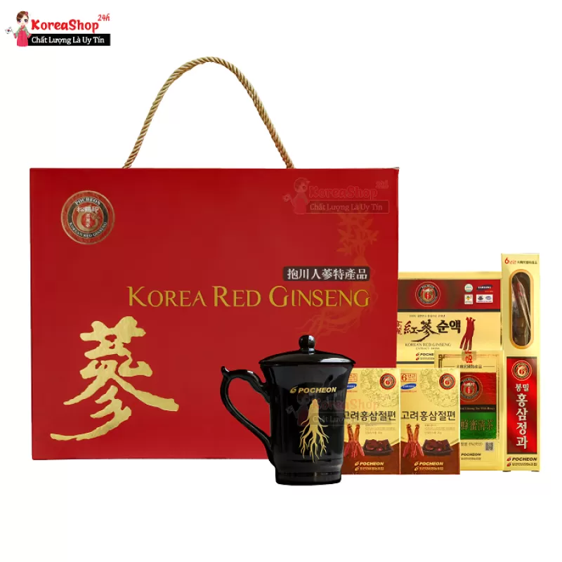 Bộ Quà Tết Pocheon Korea Red Ginseng Sang Trọng Cho Năm Mới Phát Tài Phát Lộc