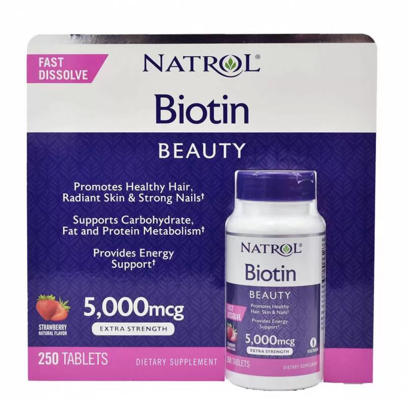 Viên uống đẹp da tóc móng Natrol Biotin Beauty 5000mcg của Mỹ mẫu mới