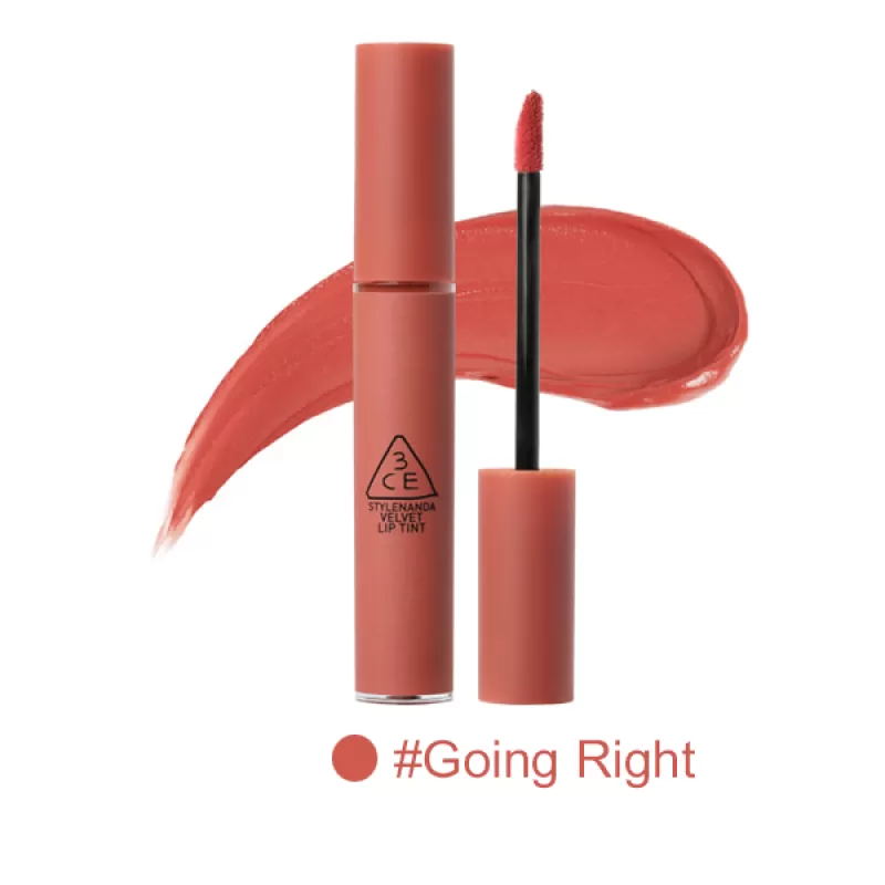 Son 3CE Kem Velvet Lip Tint Màu Going Right - cam hồng đất