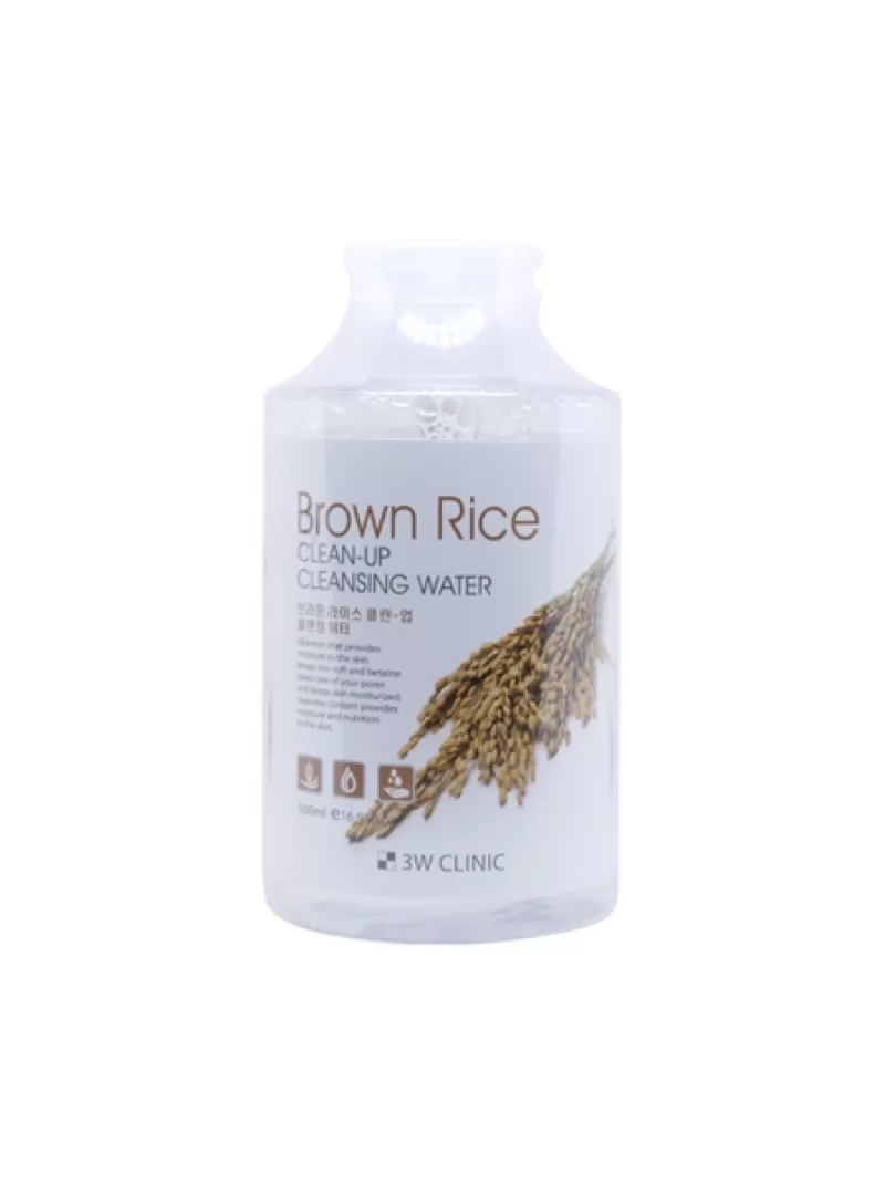 Nước tẩy trang lúa mạch 3W CLINIC BROWN RICE CLEAN-UP CLEANSING WATER 500ml