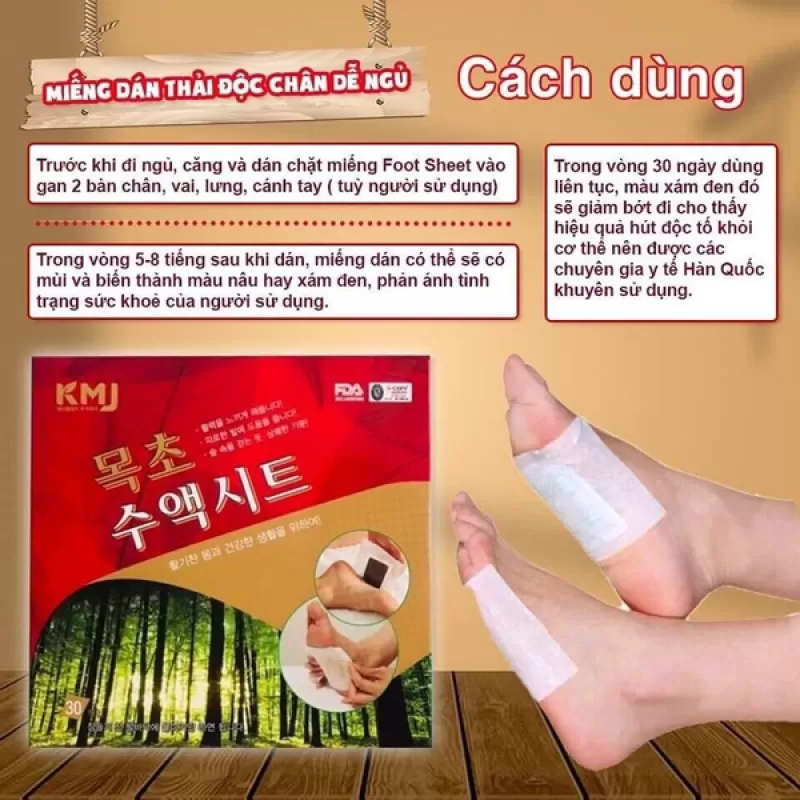 Miếng dán thải độc chân Hàn Quốc GOLD Detox Foot Patch (30 miếng)