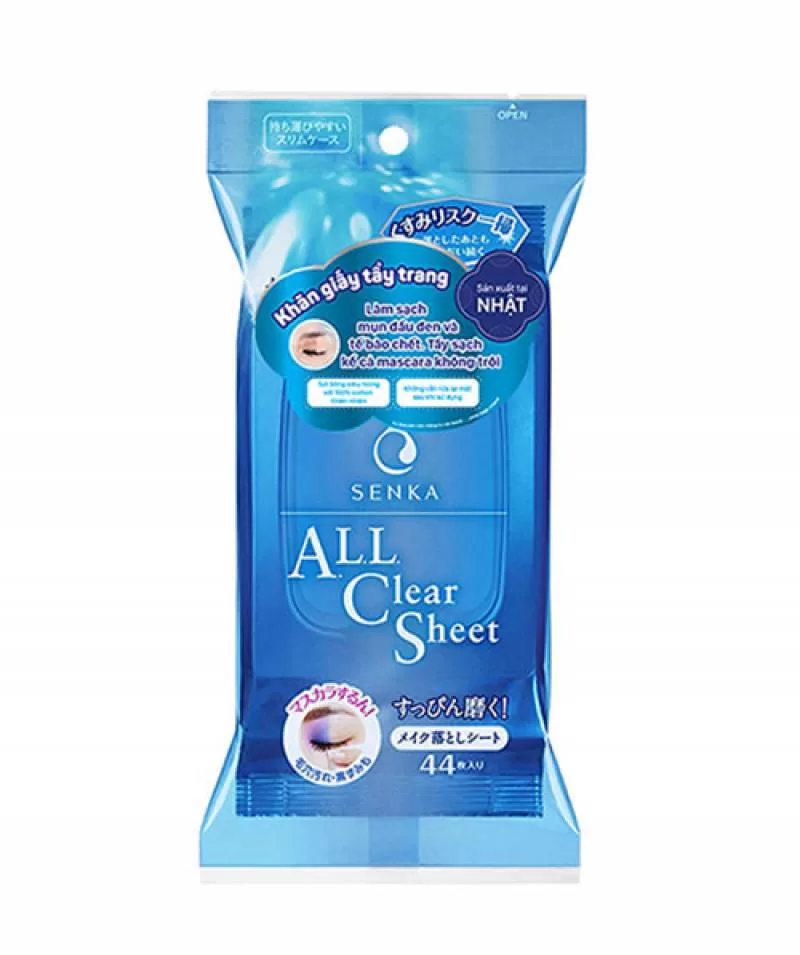 Khăn giấy tẩy trang Senka ALL Clear Sheet - 44 miếng chính hãng, giá rẻ