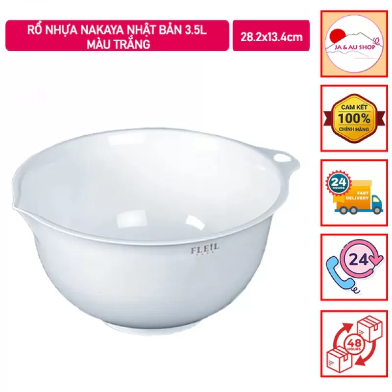 Rổ nhựa Nakaya Nhật Bản 3.5L màu trắng