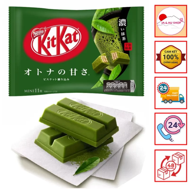 Kẹo KitKat Nestle Vị Matcha Trà Xanh Nhật Bản, Gói 11 thanh x 11.3g