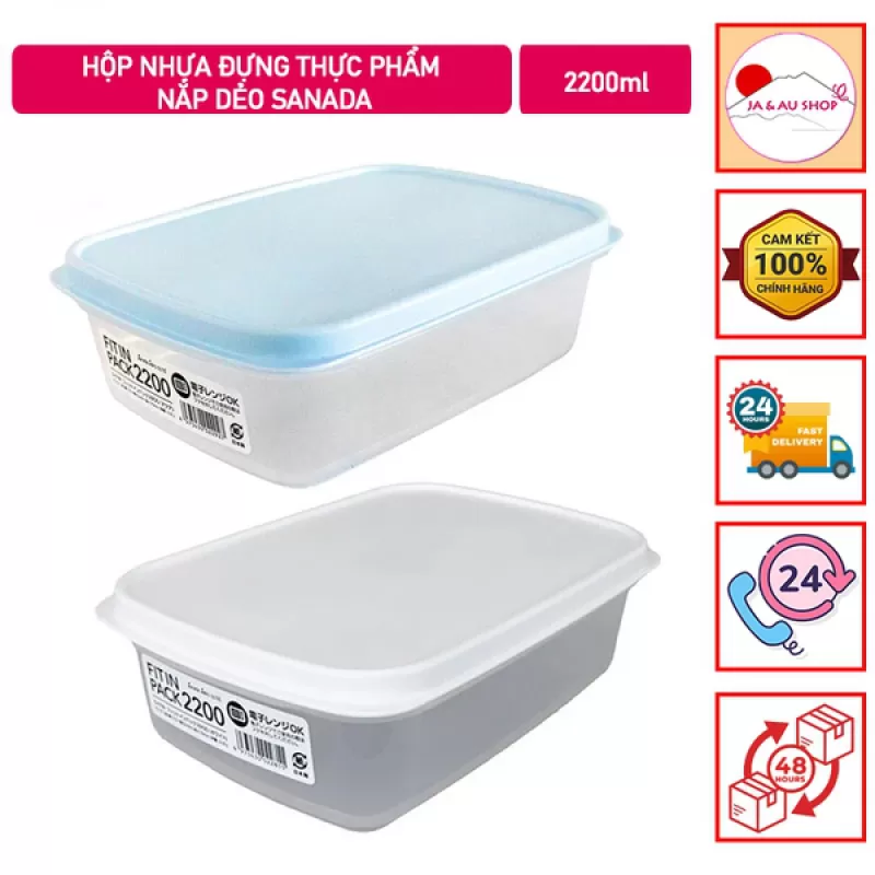 Hộp nhựa đựng thực phẩm nắp dẻo Sanada 2200ml