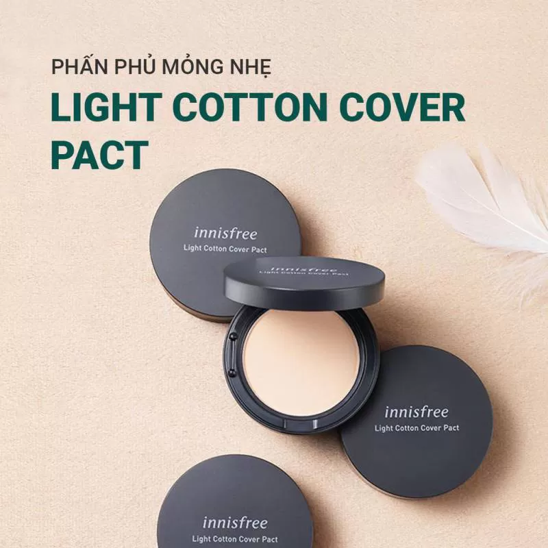 Phấn phủ kiềm dầu mỏng nhẹ innisfree Light Cotton Cover Pact 12.5g