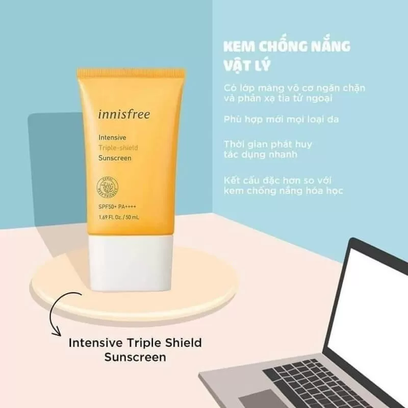 Kem chống nắng innisfree vàng Intensive Triple – Shield