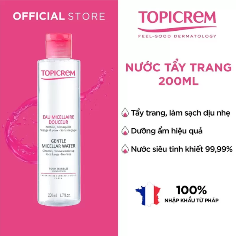 Nước Tẩy Trang Topicrem Dịu Nhẹ Cho Da Nhạy Cảm Gentle Micellar Water [Việt Nữ]