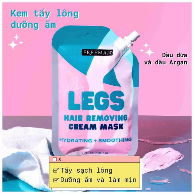 Kem Tẩy Lông Dưỡng Ẩm Freeman Silky Legs Hair Removing Cream Mask 88.7ml