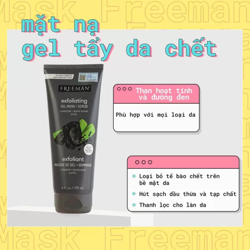 Mặt Nạ Tẩy Tế Bào Chết Freeman Exfoliating Charcoal + Black Sugar Gel Mask + Scrub 175ml