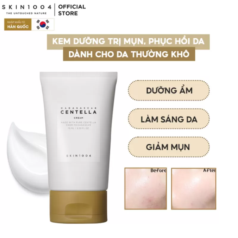 Kem Dưỡng Skin1004 Rau Má Dưỡng Ẩm, Phục Hồi Da Madagascar Centella 75ml (Nắp Vàng)