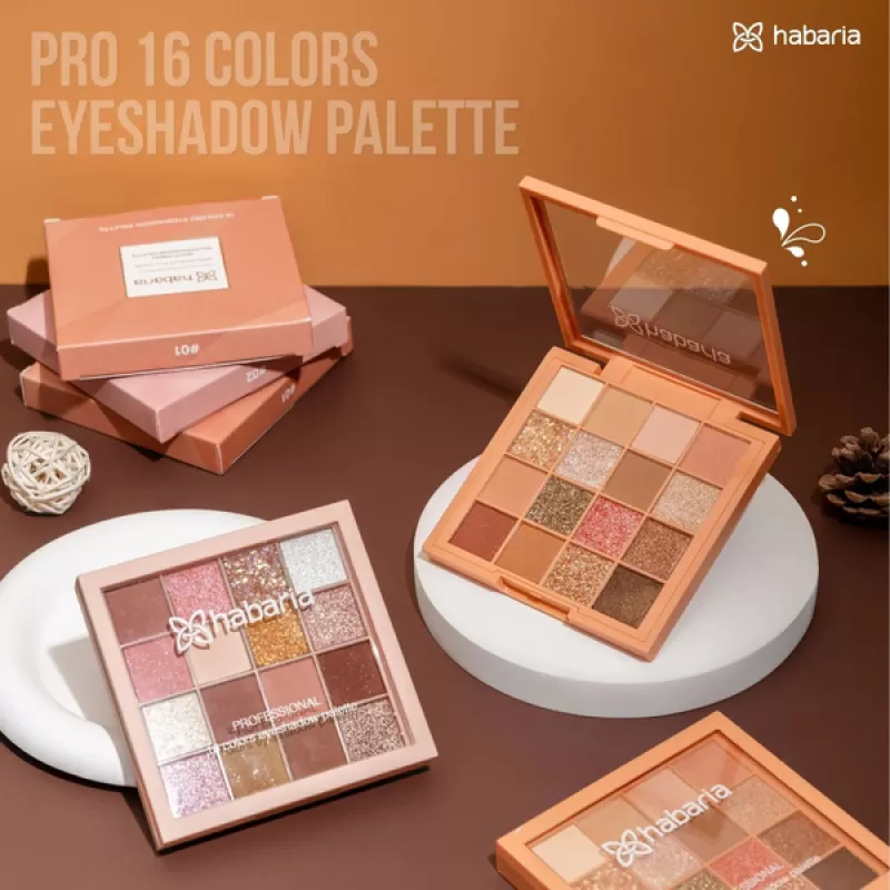 Bảng Phấn Mắt 16 Ô Habaria Pro 16 Colors Eyeshadow Palette 16g