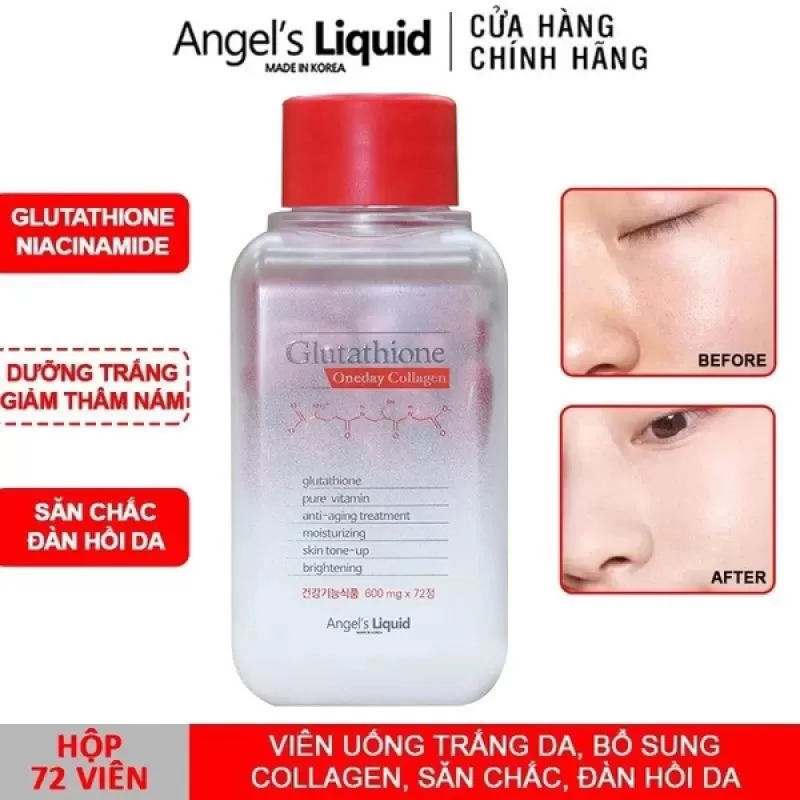 Viên Uống Trắng Da Angel's Liquid Glutathione Oneday Collagen (72 viên)