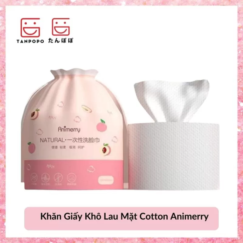 Khăn Giấy Khô Lau Mặt Cotton Animerry