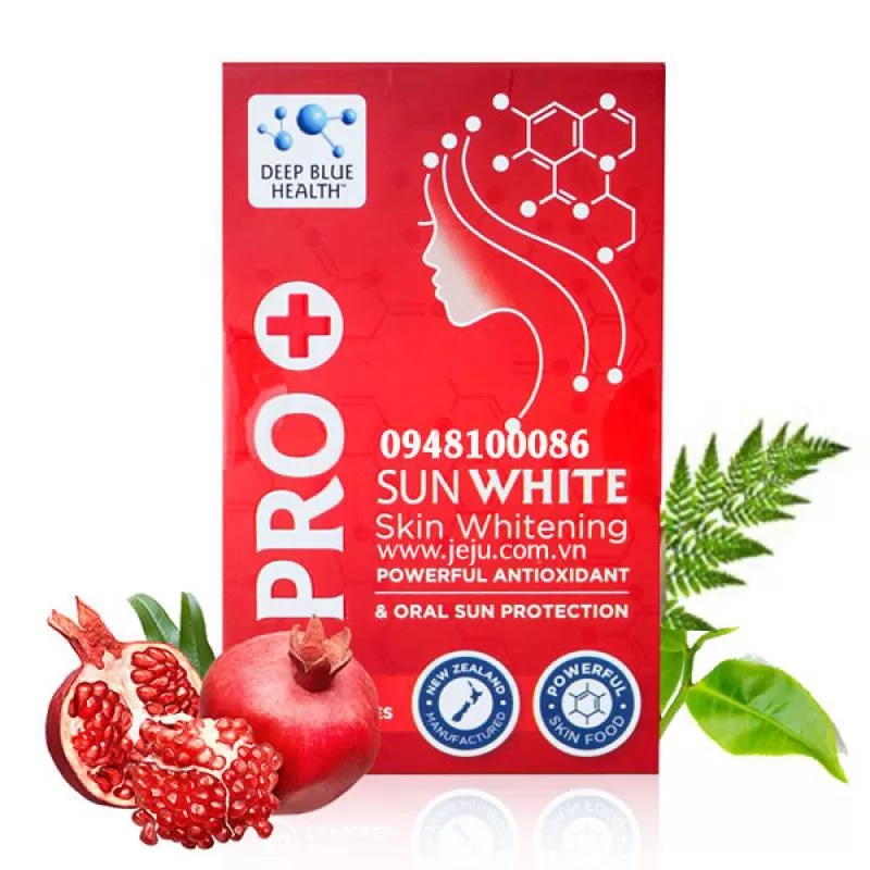 Viên Uống Chống Nắng, Dưỡng Trắng Da Pro+ Sunwhite Deep Blue Health (6 vỉ x 60 viên) - Jeju Cosmetics