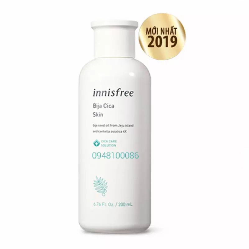 [NEW 2019] Nước Hoa Hồng Chăm Sóc Da Mụn – Nhạy Cảm Innisfree Bija Cica Skin 200ml