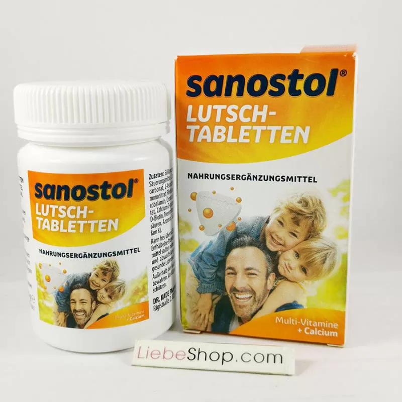 Viên ngậm Sanostol Lutsch-Tabletten bổ sung Canxi và Multi-Vitamin Đức